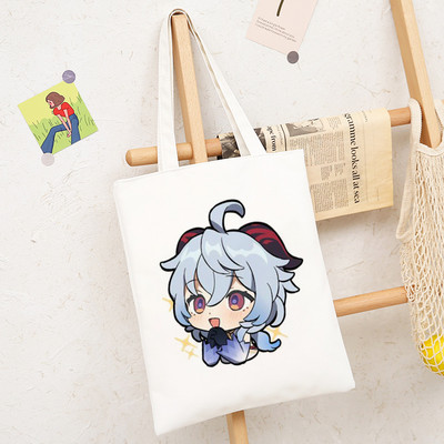 Genshin Impact Game Shoper Kawaii Somas Jauki multfilmu pircēju audekls Tote Bag Shopee Veikala pircēji Rokassomas Sieviešu iepirkumu soma