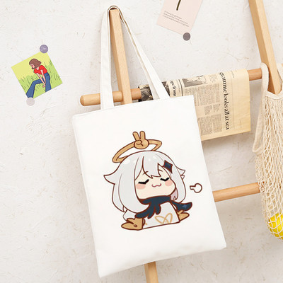 Genshin Impact Game Shoper Kawaii Somas Jauki multfilmu pircēju audekls Tote Bag Shopee Veikala pircēji Rokassomas Sieviešu iepirkumu soma