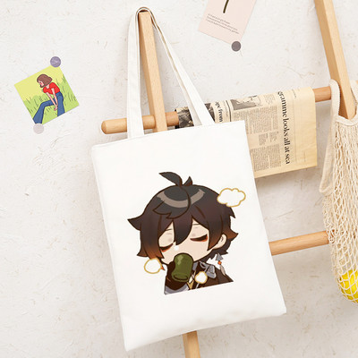 Genshin Impact Game Shoper Kawaii Somas Jauki multfilmu pircēju audekls Tote Bag Shopee Veikala pircēji Rokassomas Sieviešu iepirkumu soma