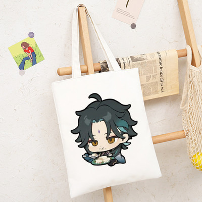 Genshin Impact Game Shoper Kawaii Somas Jauki multfilmu pircēju audekls Tote Bag Shopee Veikala pircēji Rokassomas Sieviešu iepirkumu soma