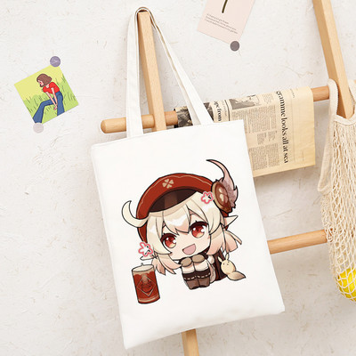 Genshin Impact Game Shoper Kawaii Somas Jauki multfilmu pircēju audekls Tote Bag Shopee Veikala pircēji Rokassomas Sieviešu iepirkumu soma