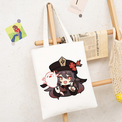 Genshin Impact Game Shoper Kawaii Somas Jauki multfilmu pircēju audekls Tote Bag Shopee Veikala pircēji Rokassomas Sieviešu iepirkumu soma