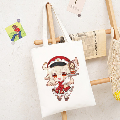 Genshin Impact Game Shoper Kawaii Somas Jauki multfilmu pircēju audekls Tote Bag Shopee Veikala pircēji Rokassomas Sieviešu iepirkumu soma