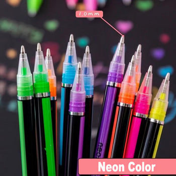 12/24/36/48 комплект неонови цветове блясък метален флуоресцентен хайлайтер гел писалка за изкуство скица рисуване рисуване детски графити подарък