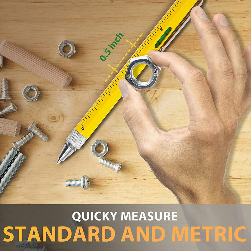 6-u-1 višenamjenska olovka s unikatnim uredskim priborom Diy darovi Olovka s ravnalom DIY olovka za obradu drveta Višestruki alati Olovka