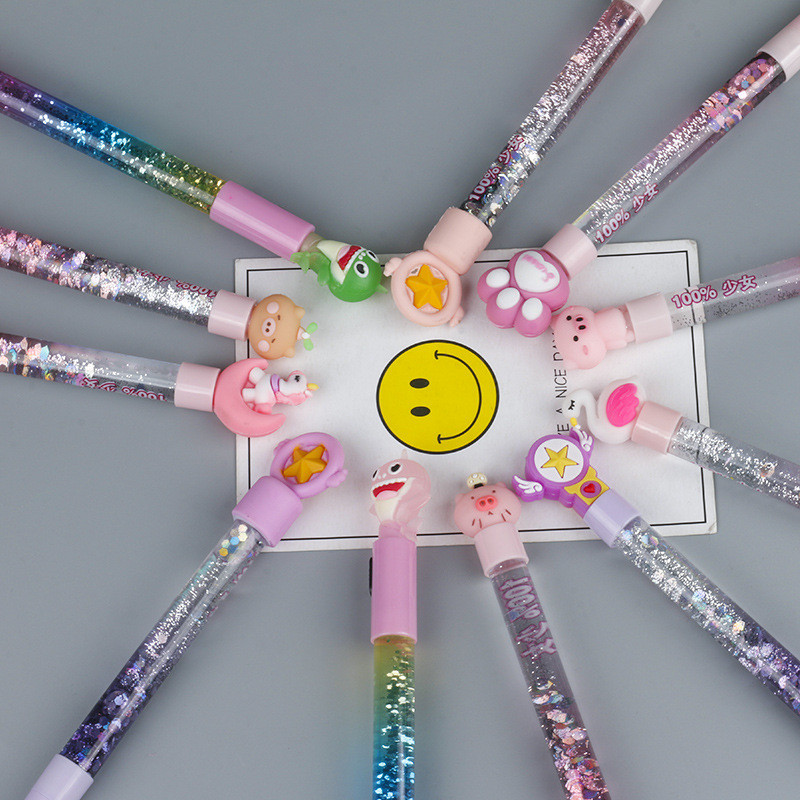 5 komada Kawaii Moon Liquid Quicksand Gel olovka Neutralna olovka Šljokice Ukrasna olovka s potpisom Školski uredski pribor Pribor