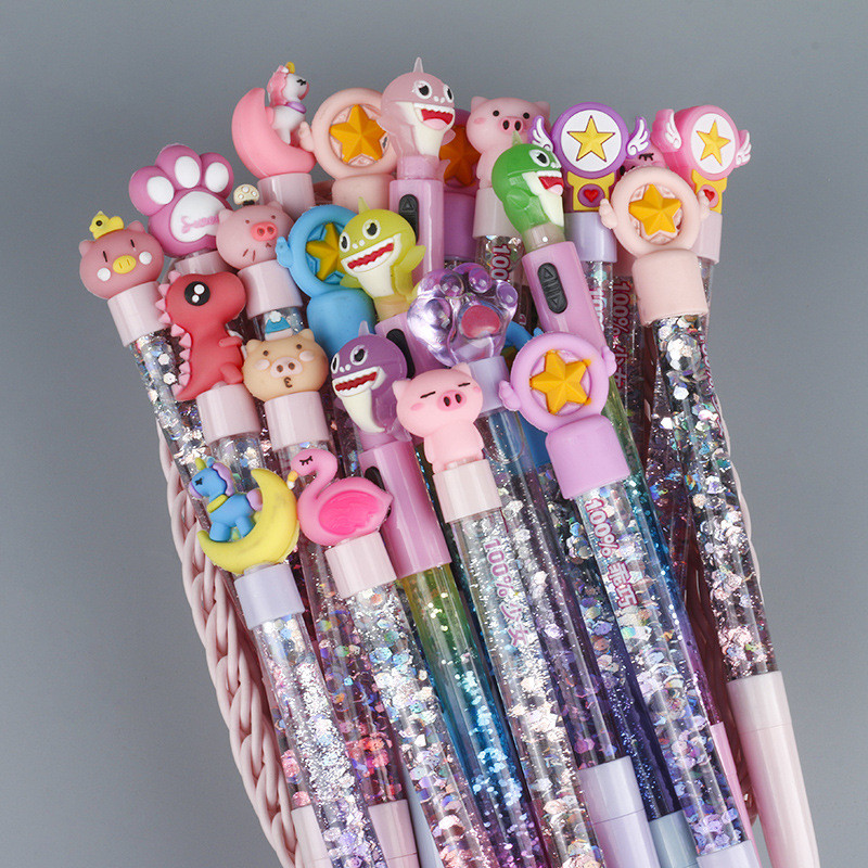 5 komada Kawaii Moon Liquid Quicksand Gel olovka Neutralna olovka Šljokice Ukrasna olovka s potpisom Školski uredski pribor Pribor