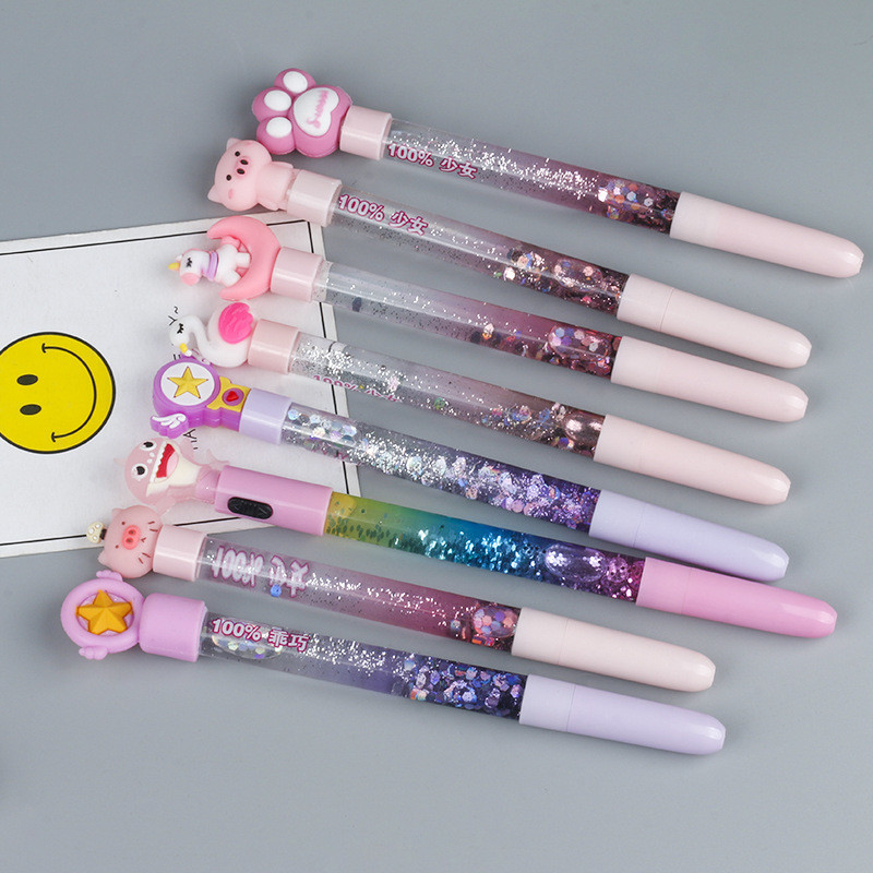 5 komada Kawaii Moon Liquid Quicksand Gel olovka Neutralna olovka Šljokice Ukrasna olovka s potpisom Školski uredski pribor Pribor