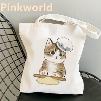 Αθλητική κουζίνα Αθλητική γάτα Εκτύπωση Cool Shopper Bag Shopper Μαύρη Λευκή Γυναικεία Μόδα shopper τσάντα ώμου Tote bag, Drop Ship