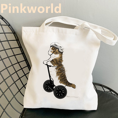 Attendance kuhinja Atletski mačji print Cool Shopper Bag Shopper Crno-bijela Ženska modna shopping torba na rame Velika torba, isporuka