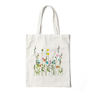 Floral πάνινη τσάντα για ψώνια Τσάντες αγορών Τσάντες ώμου Λουλούδια Daisy Lavender Rose Garden Φιλική προς το περιβάλλον, επαναχρησιμοποιήσιμη χαριτωμένη σχολική τσάντα