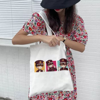 Δέσμη τουαλέτας Hanako Kun Eco Γιαπωνέζικο Anime Εκτύπωση Cool Shopper Bag Shopper Μαύρες Λευκές Γυναικείες Μόδα τσάντες ώμου shopper Tote