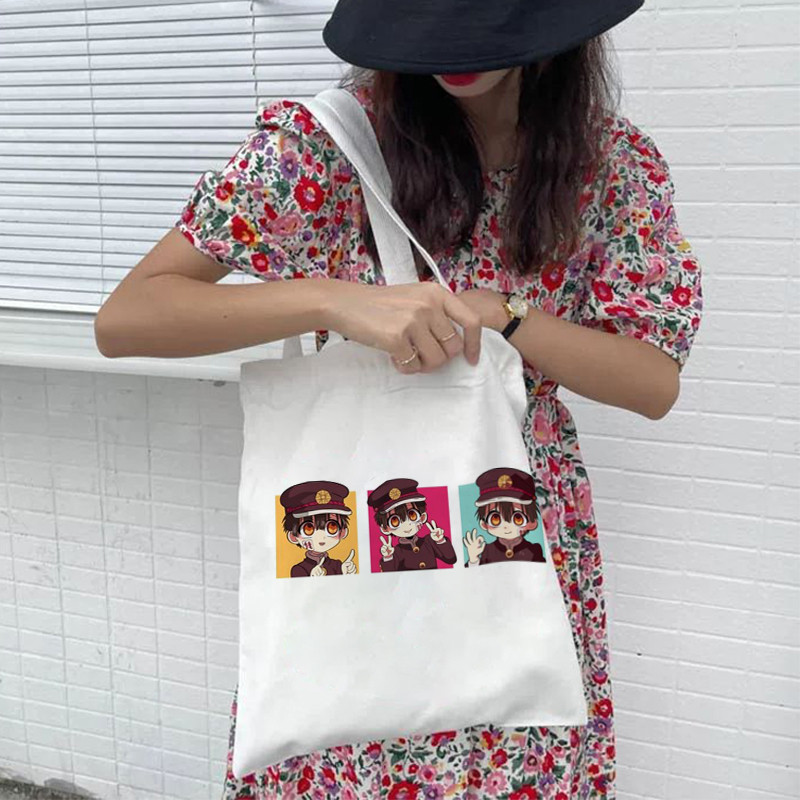 Toalet Bound Hanako Kun Eco Japanski anime print Cool Shopper Bag Shopper Black White Ženske modne shopping torbe Tote