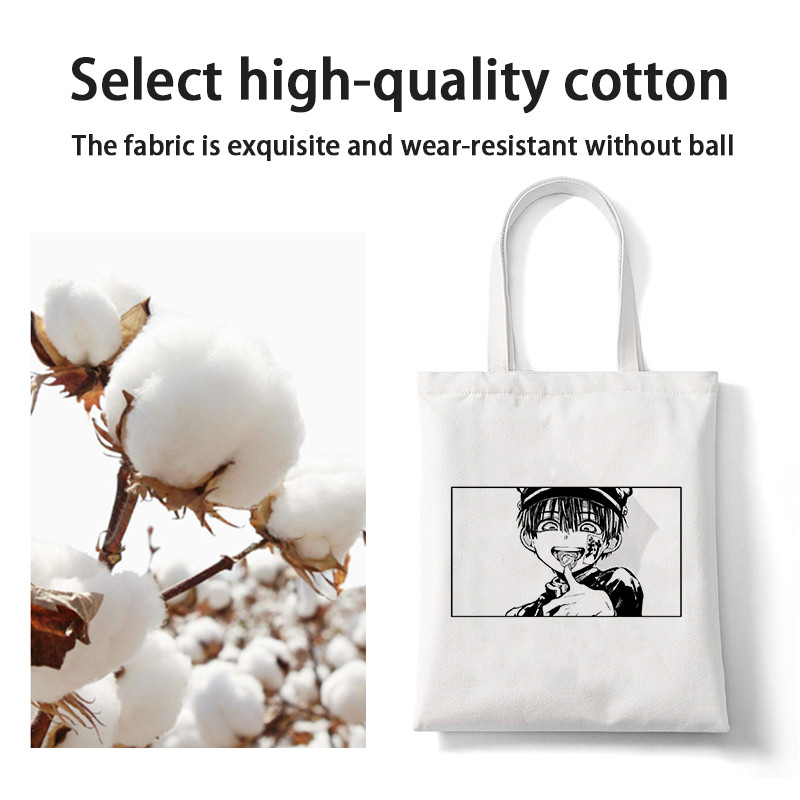 Toalet Bound Hanako Kun Eco Japanski anime print Cool Shopper Bag Shopper Black White Ženske modne shopping torbe Tote