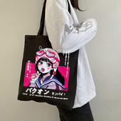 Geantă de cumpărături gotică Geanta de cumpărături Harajuku Geanta de umăr din pânză pentru femei Gotic feminin Punk amuzant Eco Capacitate mare Y2k