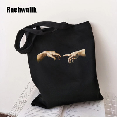 Geantă de cumpărături gotică Geanta de cumpărături Harajuku Geanta de umăr din pânză pentru femei Gotic feminin Punk amuzant Eco Capacitate mare Y2k