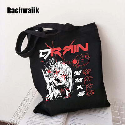 Geantă de cumpărături gotică Geanta de cumpărături Harajuku Geanta de umăr din pânză pentru femei Gotic feminin Punk amuzant Eco Capacitate mare Y2k