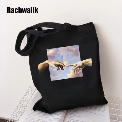 Geantă de cumpărături gotică Geanta de cumpărături Harajuku Geanta de umăr din pânză pentru femei Gotic feminin Punk amuzant Eco Capacitate mare Y2k