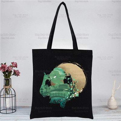 Iemiesojums The Last Airbender Melns Rokassomas Audekls Tote Bag Iepirkšanās Ūdens Zeme Fire Gaiss Plecu somas bolsas de tela