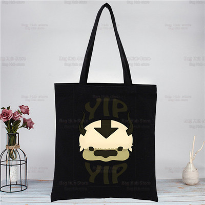 Iemiesojums The Last Airbender Melns Rokassomas Audekls Tote Bag Iepirkšanās Ūdens Zeme Fire Gaiss Plecu somas bolsas de tela