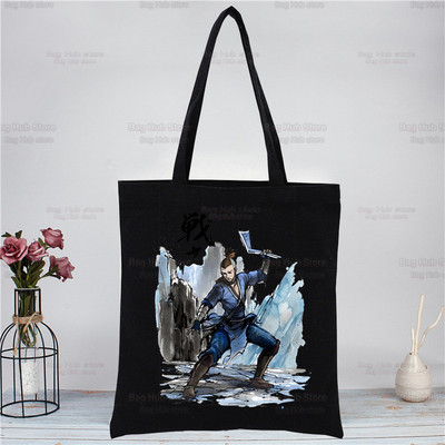 Iemiesojums The Last Airbender Melns Rokassomas Audekls Tote Bag Iepirkšanās Ūdens Zeme Fire Gaiss Plecu somas bolsas de tela