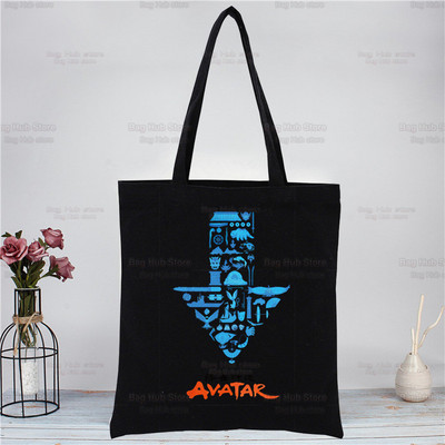 Iemiesojums The Last Airbender Melns Rokassomas Audekls Tote Bag Iepirkšanās Ūdens Zeme Fire Gaiss Plecu somas bolsas de tela