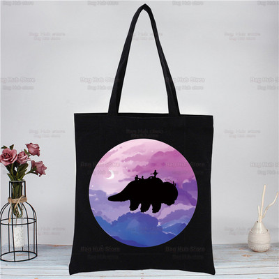 Iemiesojums The Last Airbender Melns Rokassomas Audekls Tote Bag Iepirkšanās Ūdens Zeme Fire Gaiss Plecu somas bolsas de tela