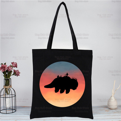 Iemiesojums The Last Airbender Melns Rokassomas Audekls Tote Bag Iepirkšanās Ūdens Zeme Fire Gaiss Plecu somas bolsas de tela
