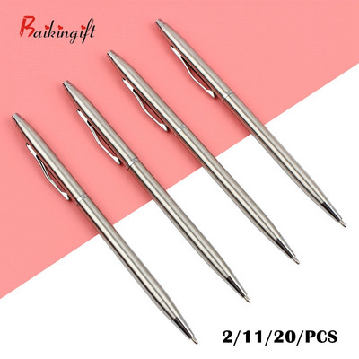 2/11/20/PCS Метална химикалка 0,7 mm Химикалка от неръждаема стомана за подаръчен комплект за училище Студентски канцеларски материали Офис консумативи Химикалки