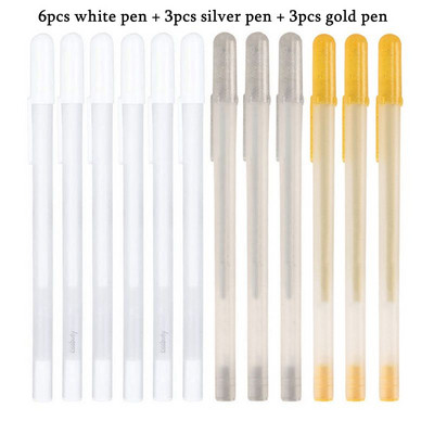 Set pix gel 3 culori auriu/argintiu/alb pixuri gel cerneală albă pentru hârtie neagră stilou alb desen, schiță, proiectare ilustrație