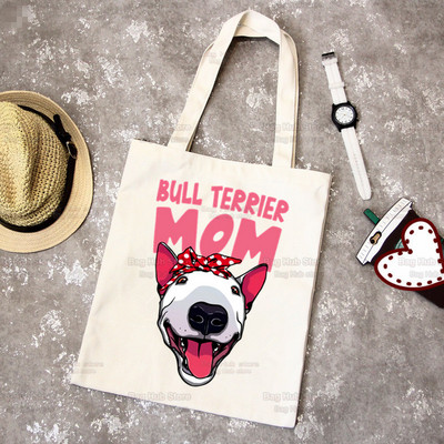 Bull Terrier Csoport Aranyos kisállat kutya logó Vicces Korea Ulzzang Shopper Canvas Tote Bag Kézitáskák Női Harajuku Válltáskák