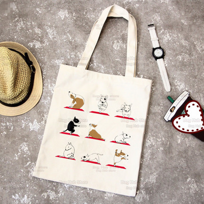 Bull Terrier Group Cute Pet Dog Logo Funny Coreea Ulzzang Cumpărător Genți de tote din pânză Genți de mână femei Harajuku Genți de umăr