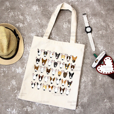 Bull Terrier Group Cute Pet Dog Logo Funny Coreea Ulzzang Cumpărător Genți de tote din pânză Genți de mână femei Harajuku Genți de umăr