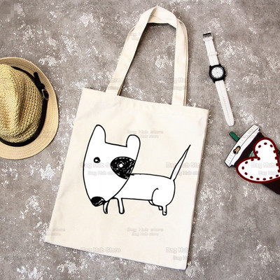 Bull Terrier Group Cute Pet Dog Logo Funny Coreea Ulzzang Cumpărător Genți de tote din pânză Genți de mână femei Harajuku Genți de umăr