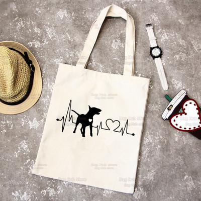 Bull Terrier Group Cute Pet Dog Logo Funny Coreea Ulzzang Cumpărător Genți de tote din pânză Genți de mână femei Harajuku Genți de umăr
