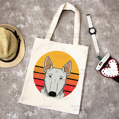 Bull Terrier Group Cute Pet Dog Logo Funny Coreea Ulzzang Cumpărător Genți de tote din pânză Genți de mână femei Harajuku Genți de umăr