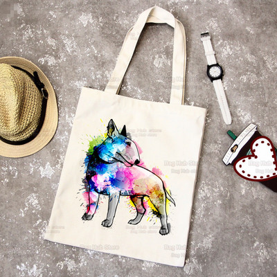 Bull Terrier Group Cute Pet Dog Logo Funny Coreea Ulzzang Cumpărător Genți de tote din pânză Genți de mână femei Harajuku Genți de umăr