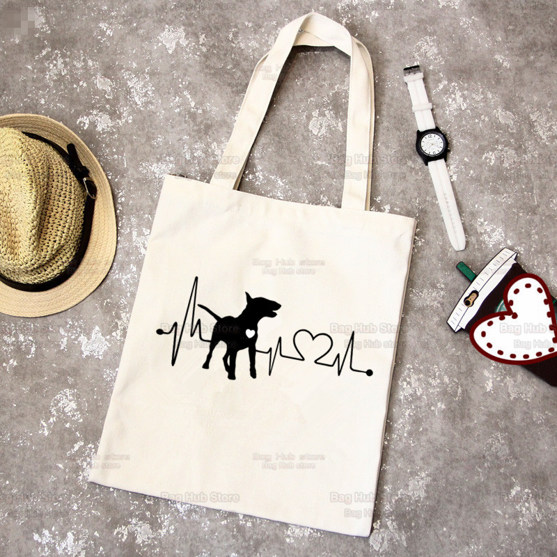 Bull Terrier Group Cute Pet Dog Logo Funny Coreea Ulzzang Cumpărător Genți de tote din pânză Genți de mână femei Harajuku Genți de umăr
