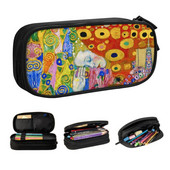 Gustav Klimti pliiatsiümbris poistele Gilrs Suure mahutavusega Artwork Pliiatsikott Box Koolitarvikud