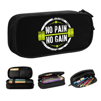 Drăguț No Pain No Gain Husă de creion pentru fete băieți depozitare mare culturism fitness sală pungă creion accesorii școlare