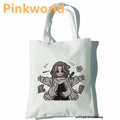 Tokyo Revengers sieviešu iepirkumu soma Funny Print Forša pircēju soma Shopper Black White Women Modes iepirkšanās soma plecu soma Soma
