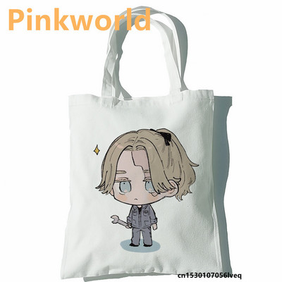 Tokyo Revengers sieviešu iepirkumu soma Funny Print Forša pircēju soma Shopper Black White Women Modes iepirkšanās soma plecu soma Soma