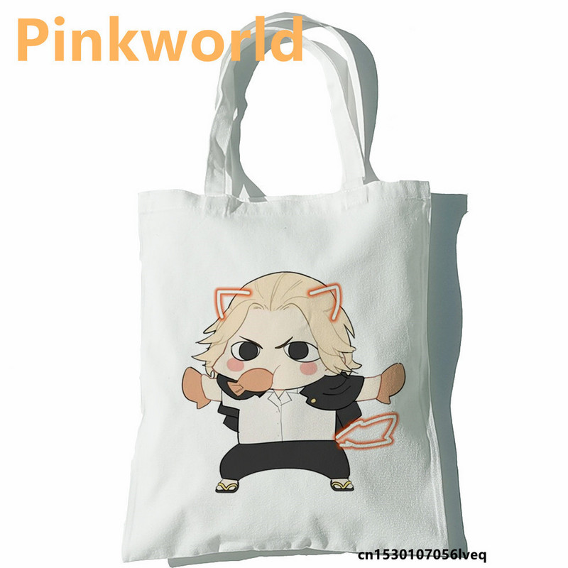 Tokyo Revengers sieviešu iepirkumu soma Funny Print Forša pircēju soma Shopper Black White Women Modes iepirkšanās soma plecu soma Soma