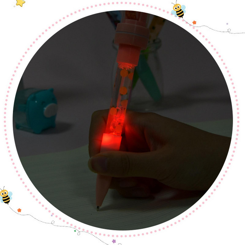 5 u 1 dječja slatka višenamjenska kemijska olovka s valjkastim pečatom sa svjetlom, smiješna čarobna olovka, dječji pribor za djevojčice