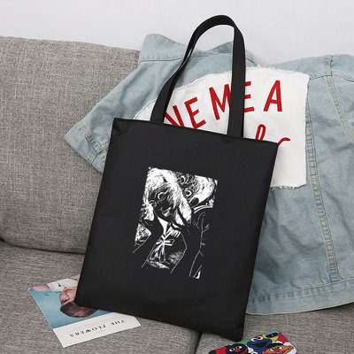 Iepirkumu soma Junji Ito Tote Bag Audekla audekls Dizaineru rokassomas Piegādes somas Salokāmas Iepirkšanās Pircēju Audums Pielāgota druka