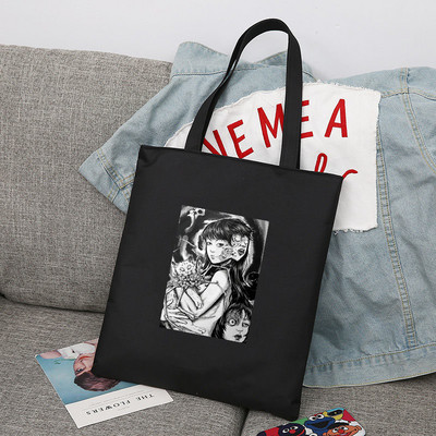Iepirkumu soma Junji Ito Tote Bag Audekla audekls Dizaineru rokassomas Piegādes somas Salokāmas Iepirkšanās Pircēju Audums Pielāgota druka