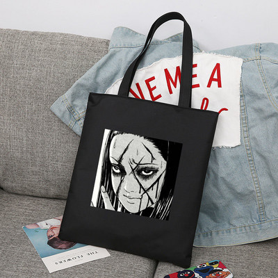 Iepirkumu soma Junji Ito Tote Bag Audekla audekls Dizaineru rokassomas Piegādes somas Salokāmas Iepirkšanās Pircēju Audums Pielāgota druka