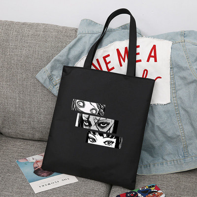 Iepirkumu soma Junji Ito Tote Bag Audekla audekls Dizaineru rokassomas Piegādes somas Salokāmas Iepirkšanās Pircēju Audums Pielāgota druka