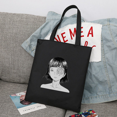 Iepirkumu soma Junji Ito Tote Bag Audekla audekls Dizaineru rokassomas Piegādes somas Salokāmas Iepirkšanās Pircēju Audums Pielāgota druka