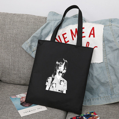 Iepirkumu soma Junji Ito Tote Bag Audekla audekls Dizaineru rokassomas Piegādes somas Salokāmas Iepirkšanās Pircēju Audums Pielāgota druka